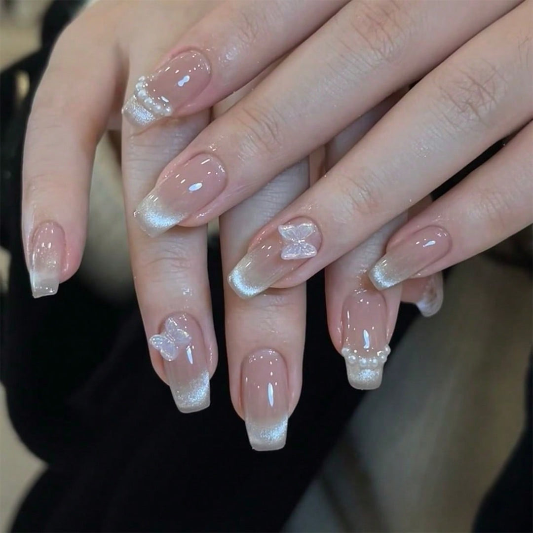 Elegant Press-On Nail Set with Decorative Crystal Accents Kalsten