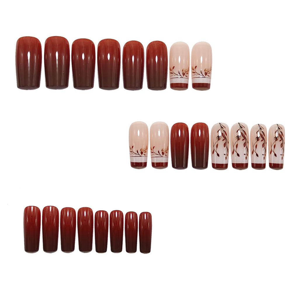 Artificial Nail Art with Elegant Leaves Design Kalsten