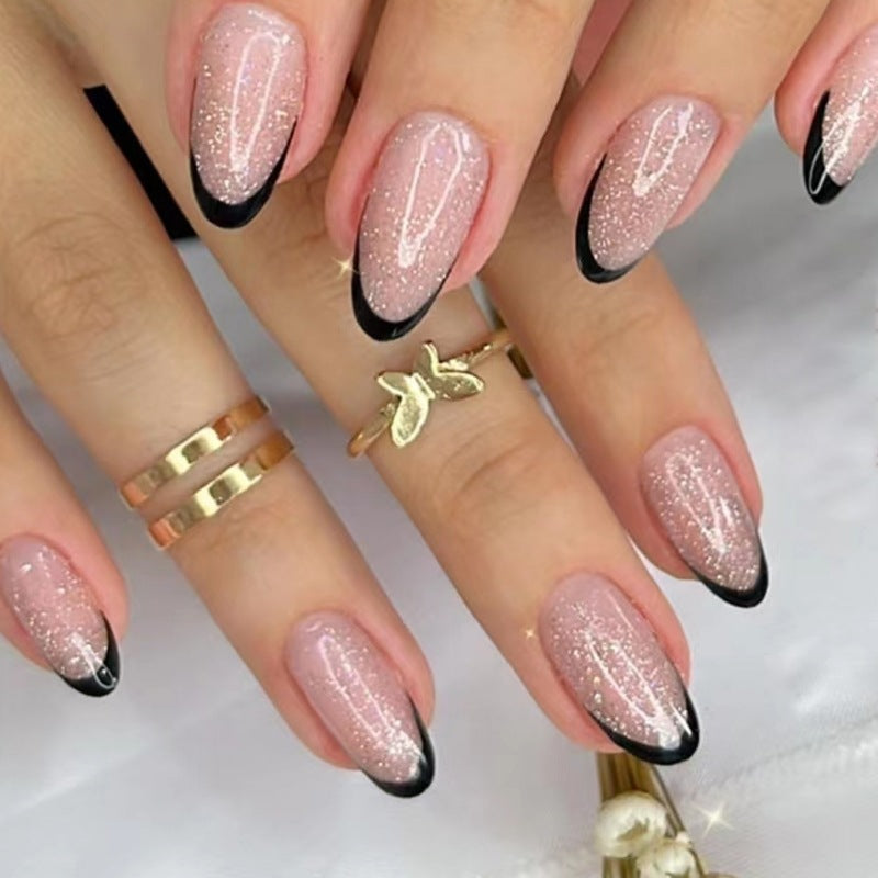 Glamorous Glitter French Tip Nail Enhancements Kalsten
