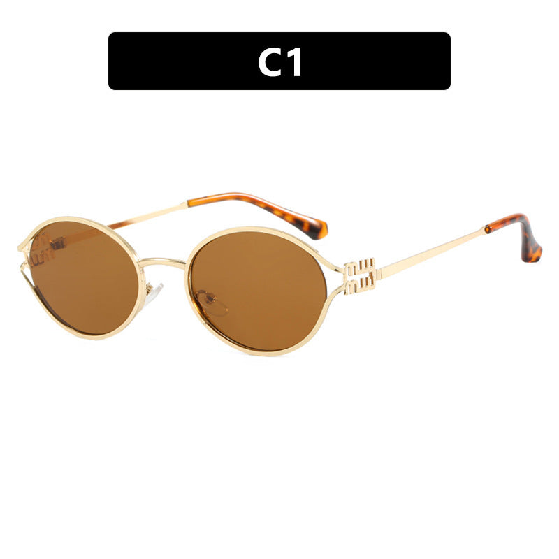 Women's Oval Sunglasses with Elegant Metal Frame and Fashionable Design Kalsten