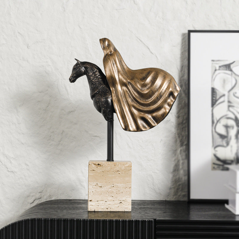 Artistic Horse Head Sculpture with Flowing Cape