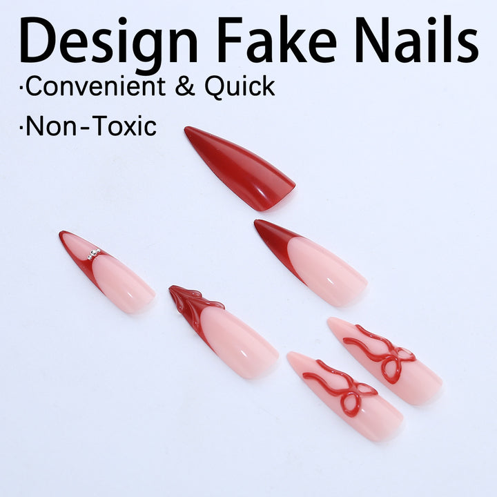High-quality artificial nail set with elegant tips and bow decorations Kalsten