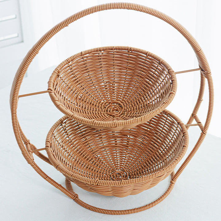 Rustic Two-Tiered Woven Fruit Stand Kalsten