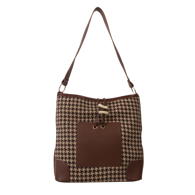 Stylish Houndstooth Print Shoulder Bag