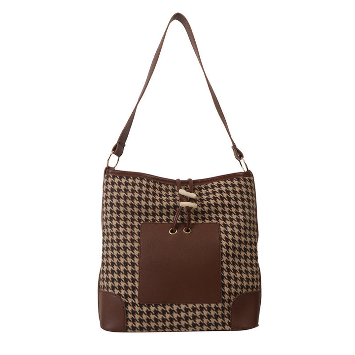 Stylish Houndstooth Print Shoulder Bag