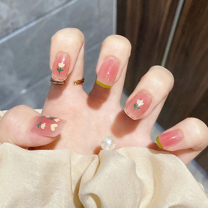 Artistic nail extensions with floral accents Kalsten