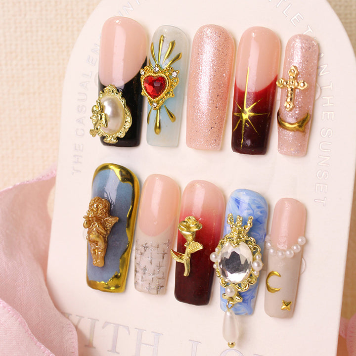 Artificial nail set with artistic decorations and glamorous details Kalsten