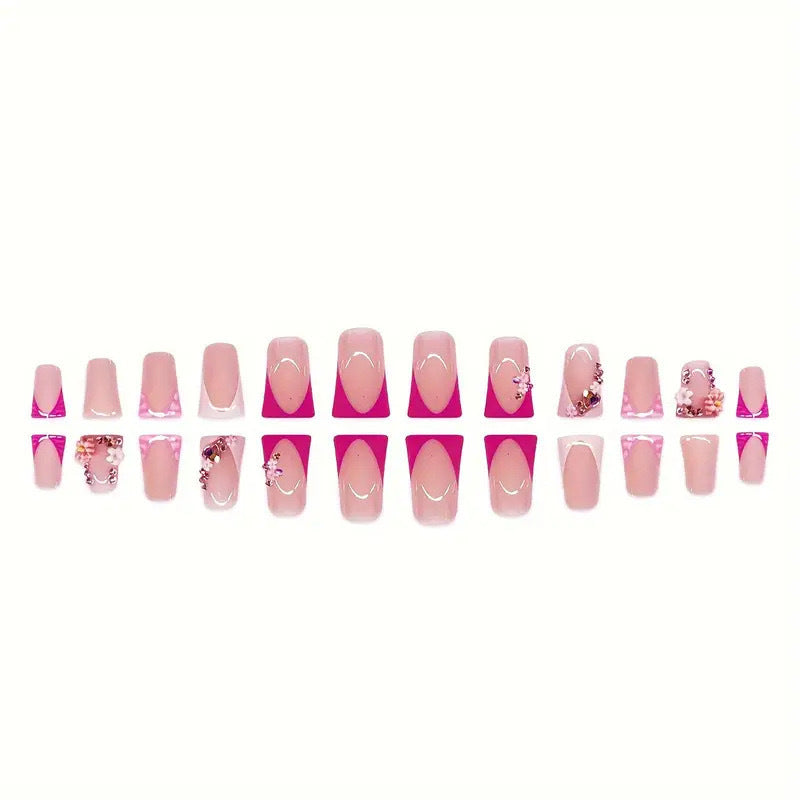 Artistic Floral and Gem-Embellished Press-On Nails Kalsten