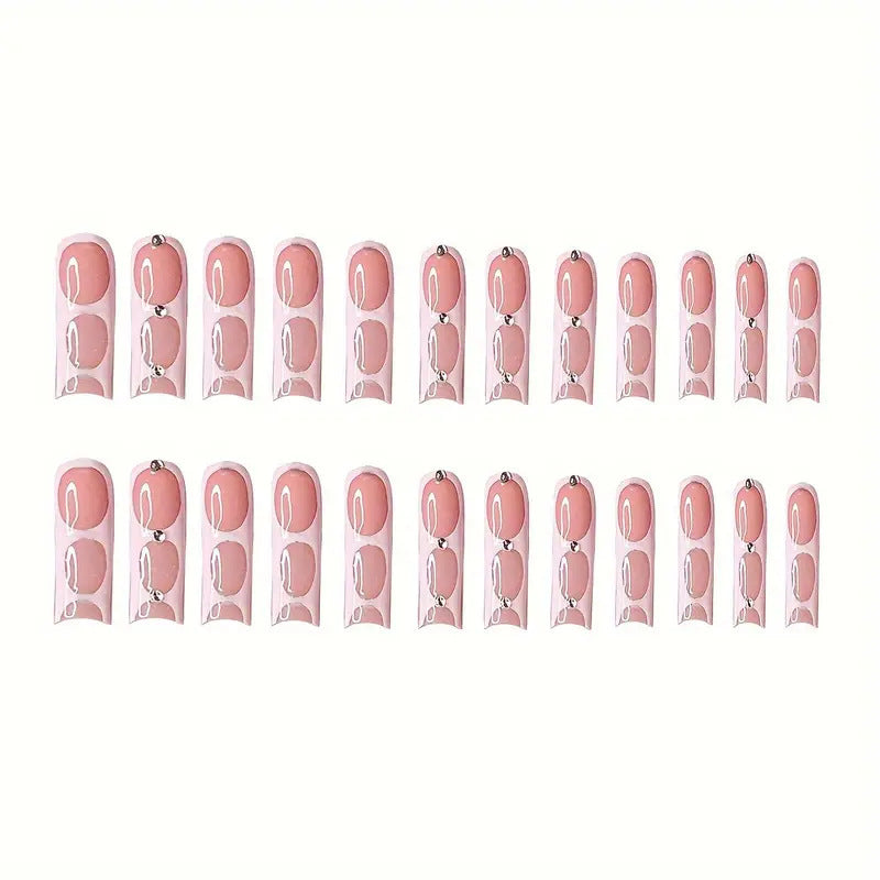 Stylish Press-On Nail Art Set with Rhinestone Accents Kalsten