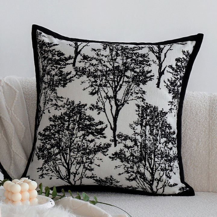 Decorative square cushion cover with abstract line print and contrasting piping Kalsten