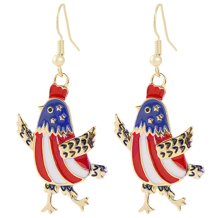 Ladies enamel earrings horseshoe with star stripe motif Kalsten