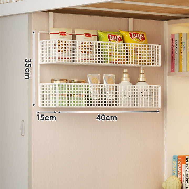 Wall-Mounted Grid Mesh Stacked Tiered Pantry and Bathroom Storage Baskets