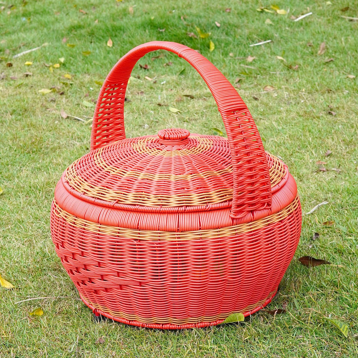 Women Rattan Storage Basket with Lid Kalsten