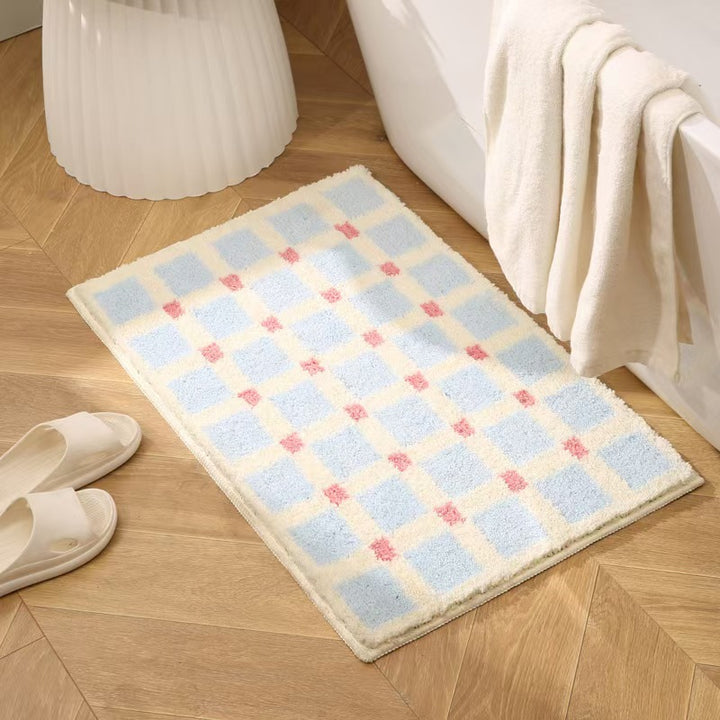Geometric Textured Plush Bath Mat Kalsten