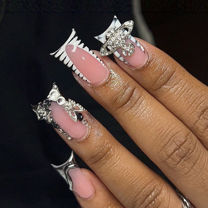 Luxury Press-On Nail Art Set with Rhinestone Embellishments Kalsten