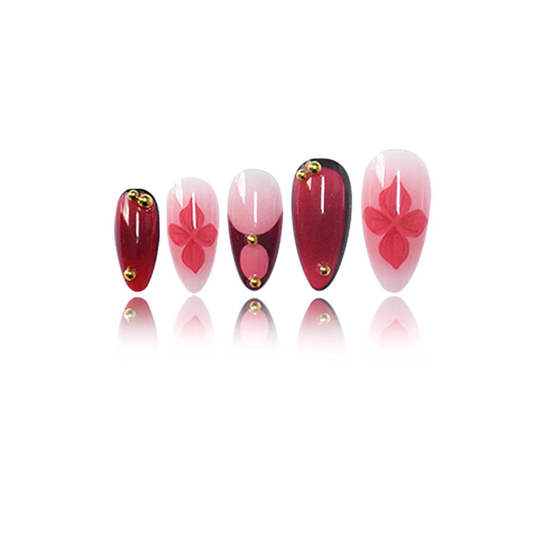 Premium Artistic Floral Stiletto Press-On Nails Kalsten