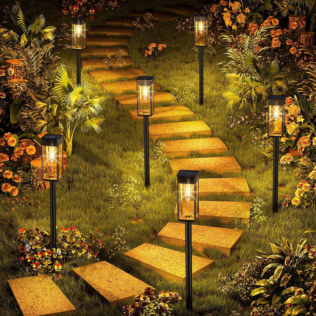 Weatherproof Garden Post Lantern With Vintage Filament-Style Bulb And Tempered Glass Panels Kalsten