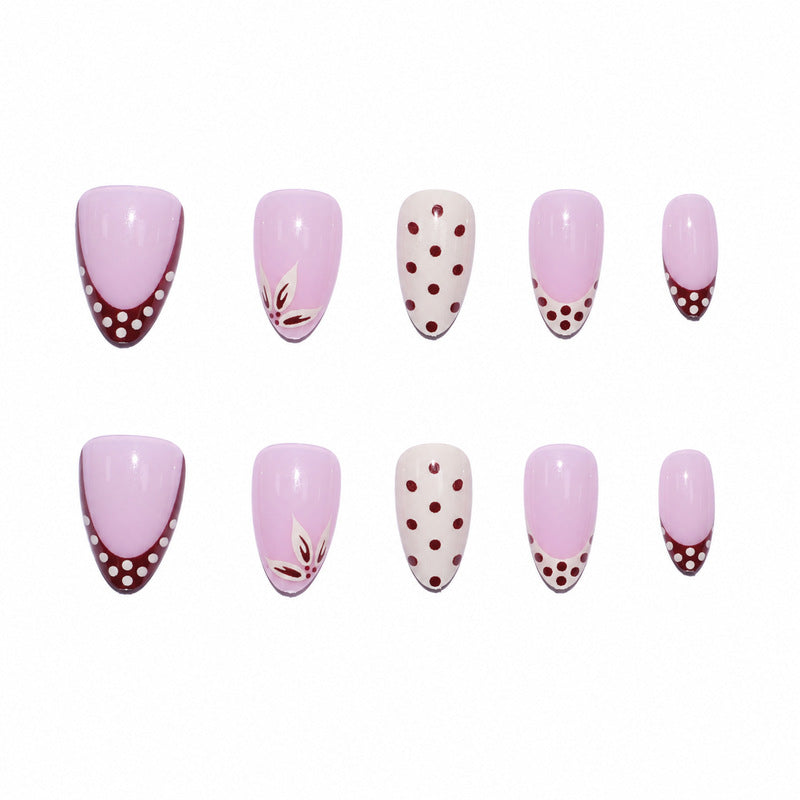 Elegant artificial nails with floral and dotted design Kalsten