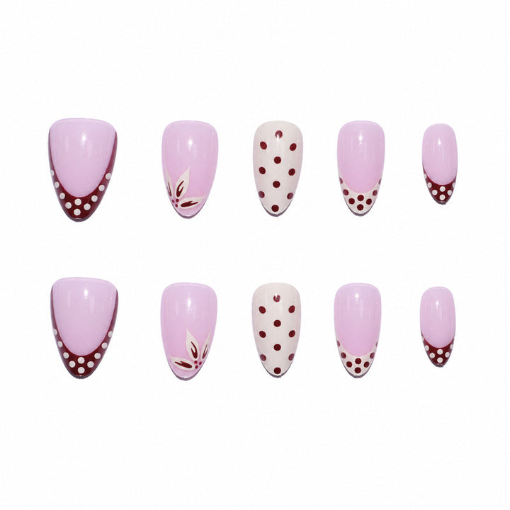 Elegant artificial nails with floral and dotted design Kalsten