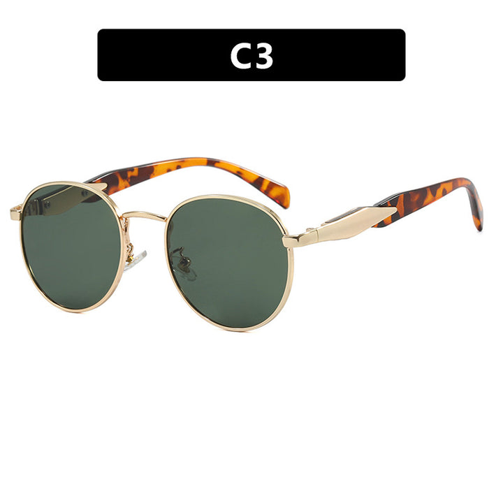 Women's round sunglasses with elegant golden frame and UV protection Kalsten
