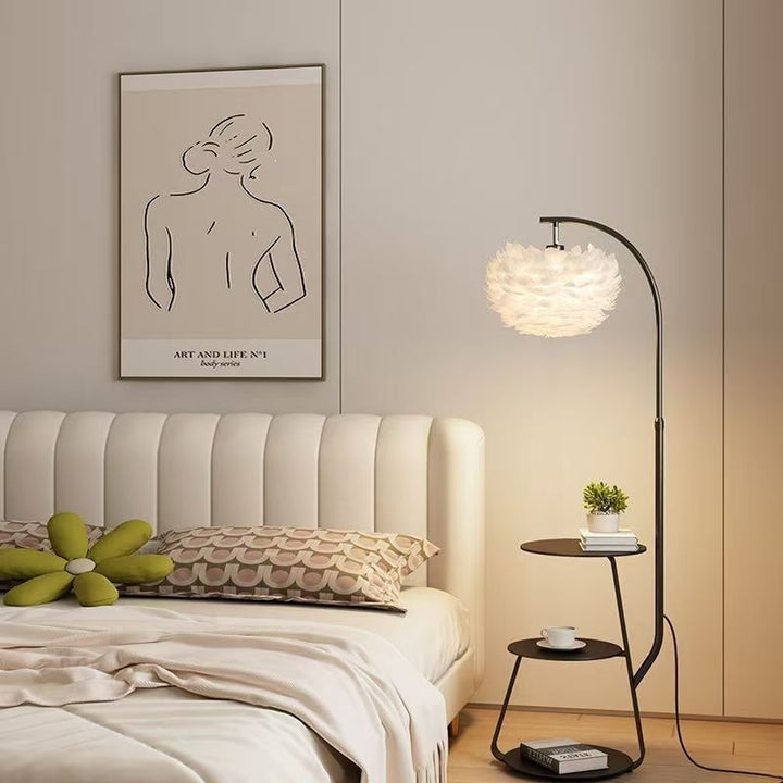 Artistic Floor Lamp with Elegant Feather Shade
