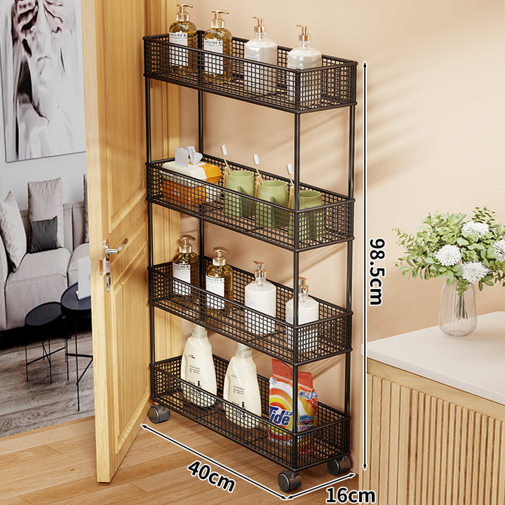 Slim Narrow Pull-Out Mesh Storage Organizer for Cabinet and Door Gap