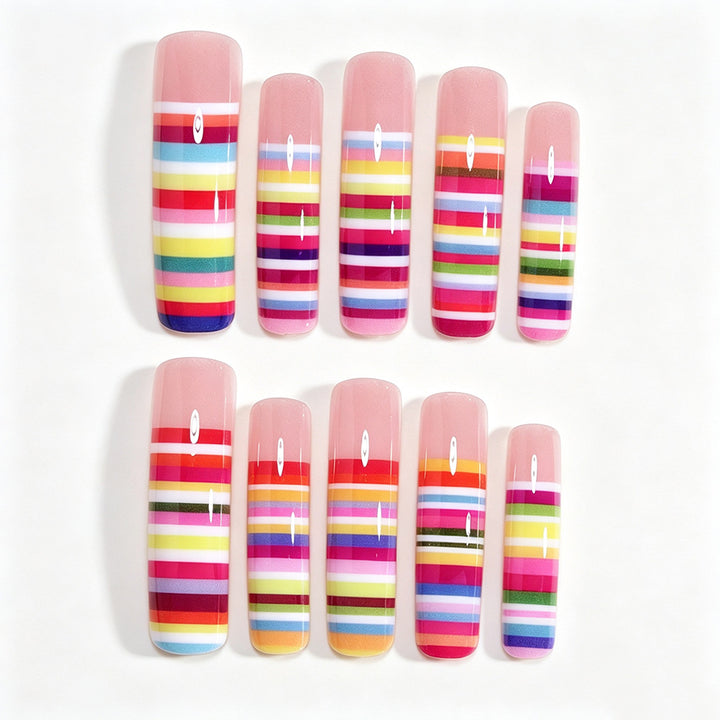 Colorful Striped Nail Art Tips Kalsten