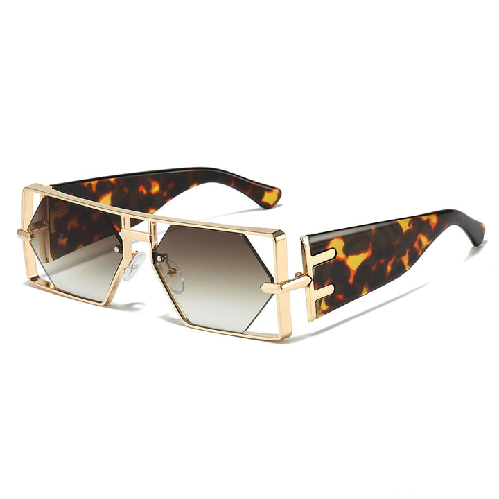 Geometric Shield Sunglasses with Premium Metallic Frame Kalsten