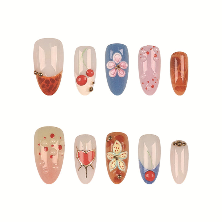 Artistic Floral Design Press-On Nail Set