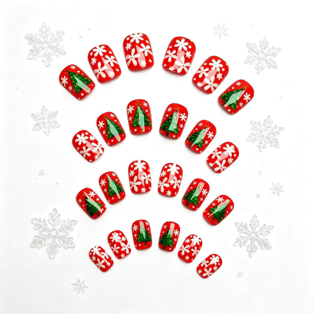 Artificial nails with festive Christmas tree design Kalsten