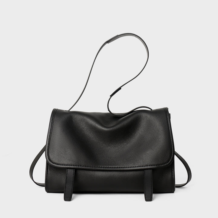 Structured Pebbled Top-Handle Flap Satchel Crossbody