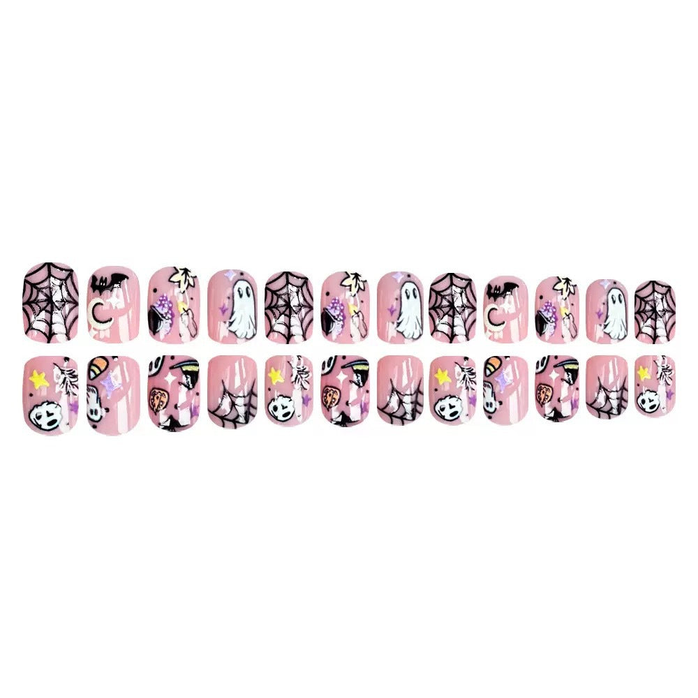 Halloween Fake Nail Set with Creative Horror Motifs and Intricate Designs Kalsten