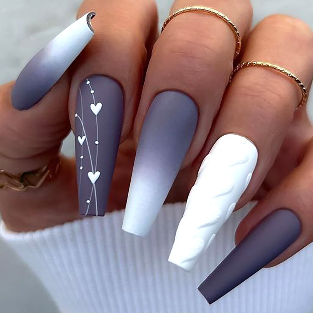 Elegant Heart-Designed Long Stiletto Press-On Nails Kalsten