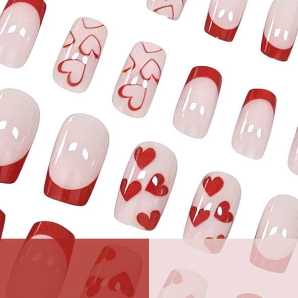 Artistic Heart-Design Acrylic Nail Enhancements Kalsten