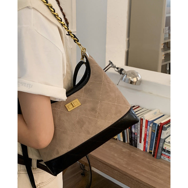 Quilted Suede Hobo Handbag Kalsten