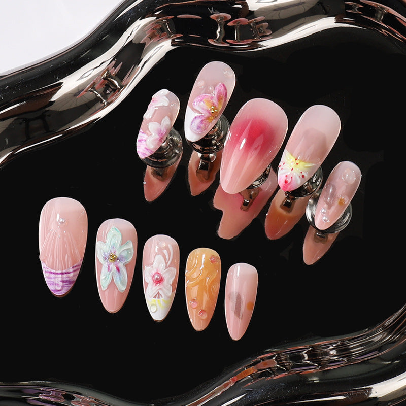 Artistic Floral Press-On Nail Set Kalsten