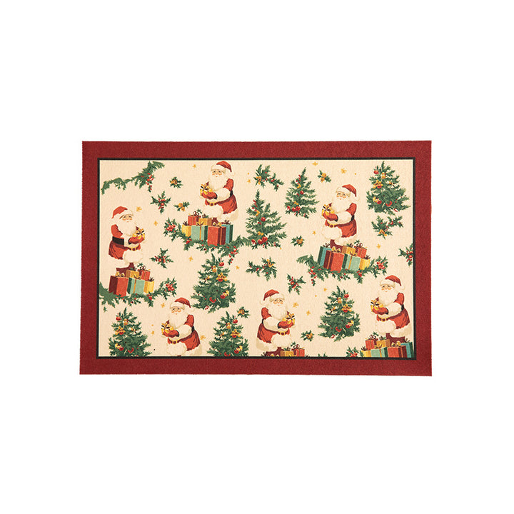 Rectangular table set made of cotton blend with hand-drawn carnival motif and wavy decorative border Kalsten