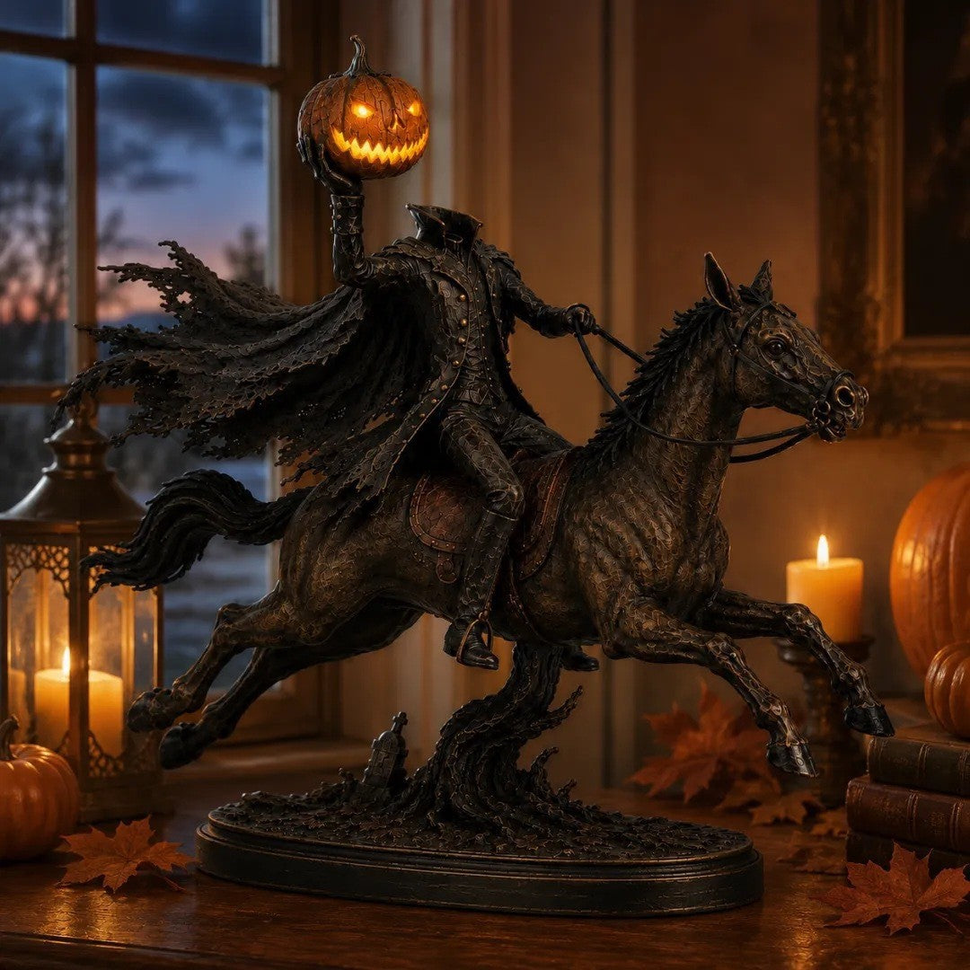 Decorative Halloween figure on horse with pumpkin Kalsten