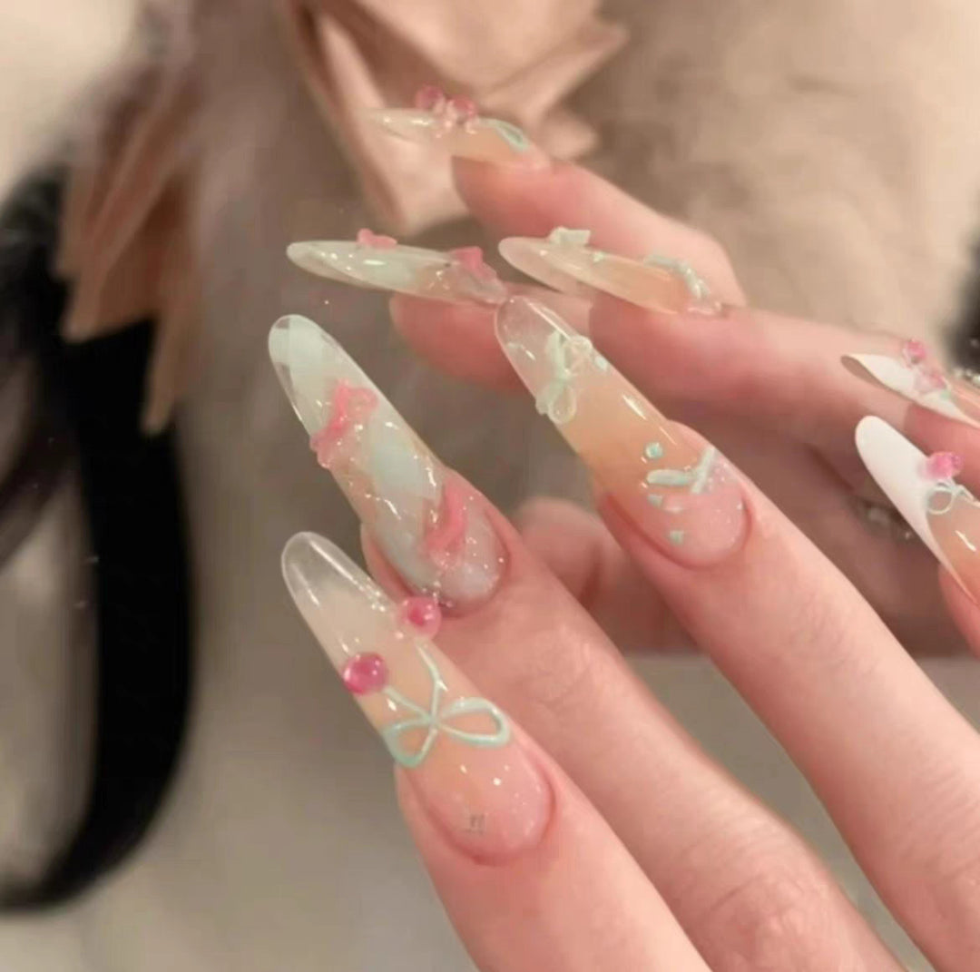 Artistic Floral Press-On Nail Set Kalsten