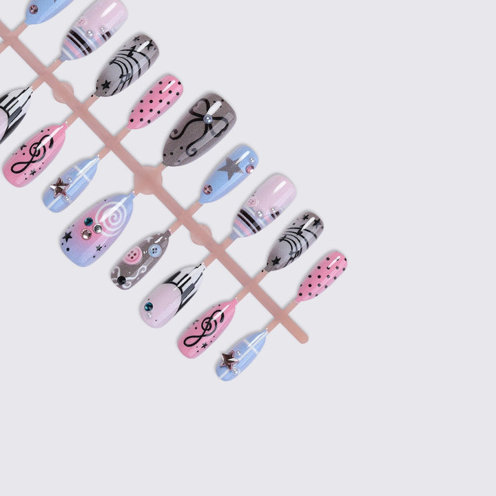 Artificial nail set with musical design Kalsten