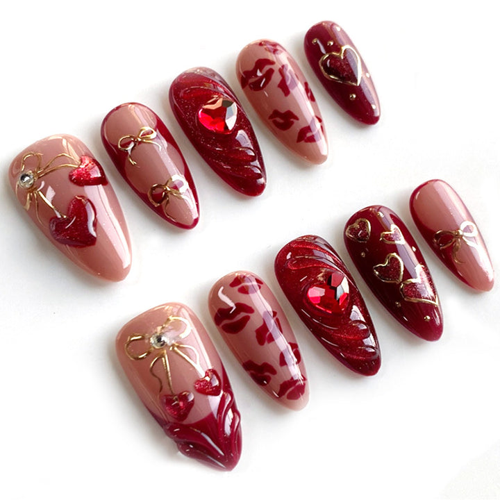 Decorative Press-On Nail Art Set with Luxurious Kiss and Leopard Inspired Designs kalsten