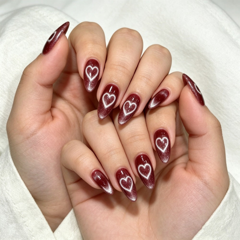 Heart-Designed Glamorous Press-On Nails Kalsten