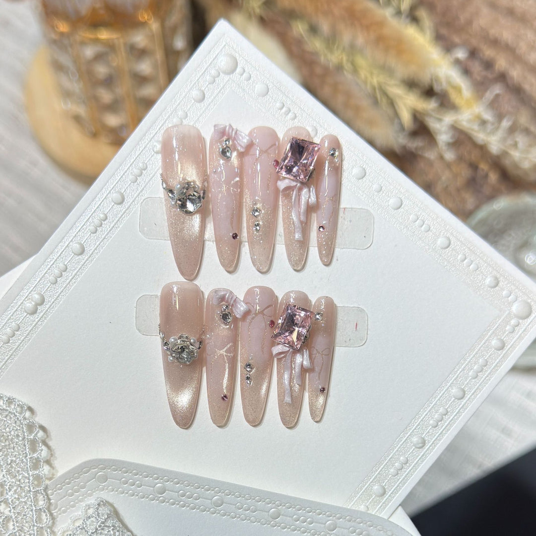 Ornate Rhinestone-Embellished Stiletto Press-On Nails Kalsten
