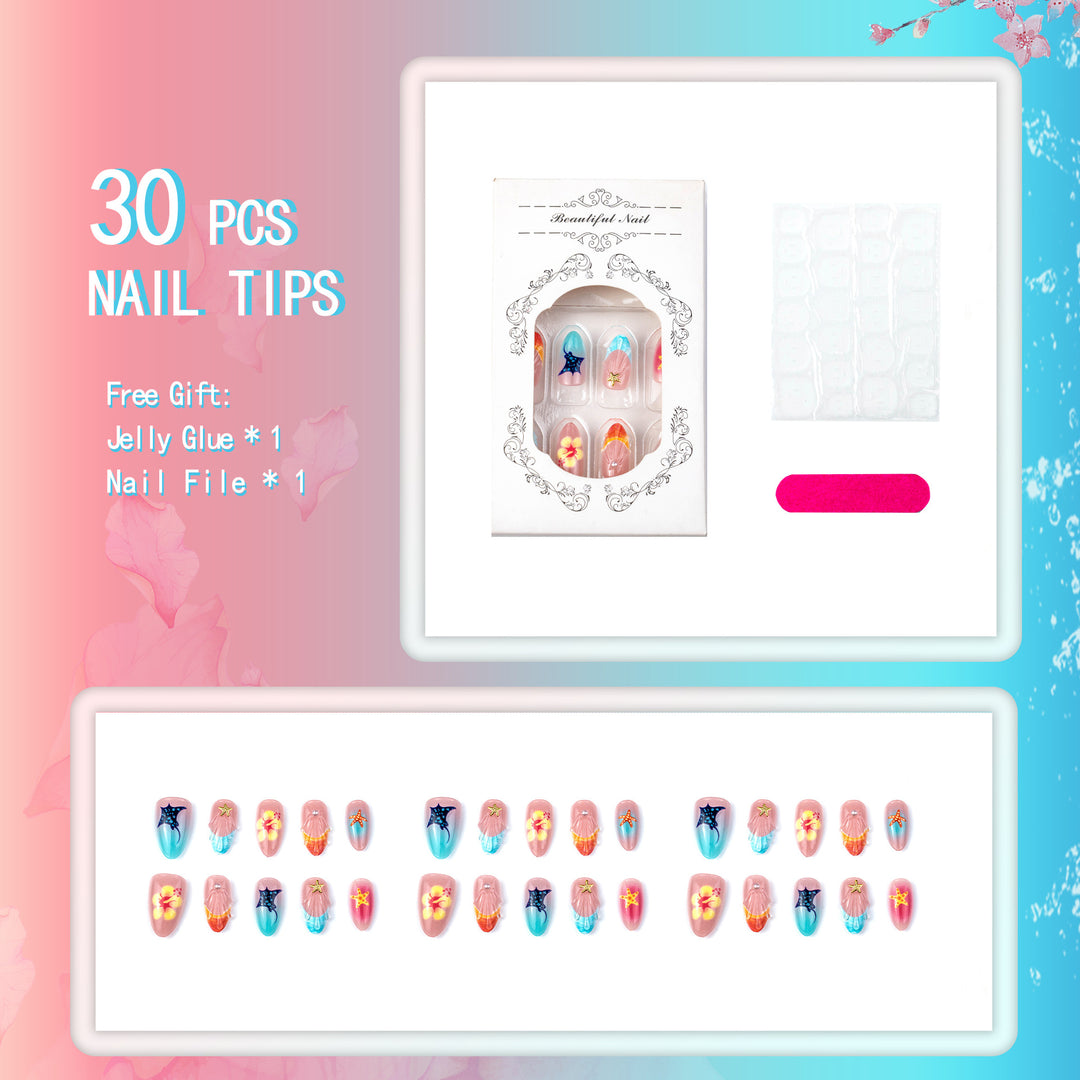 Tropical Ocean-Inspired Press-On Nail Set