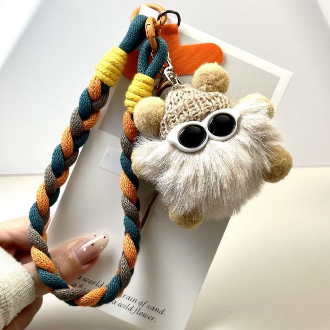 Cute Plush Creature Keychain with Colorful Braided Lanyard Kalsten
