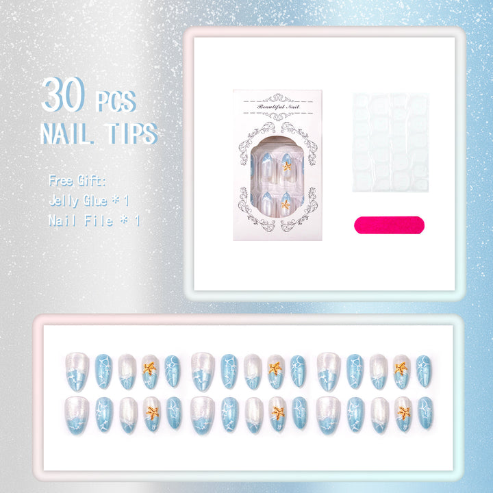 Ocean-Inspired Press-On Nail Art Set 1790738515