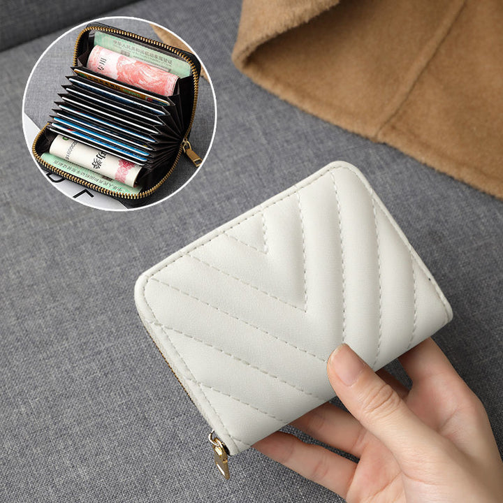 Compact Zippered Wallet with Card Organizer