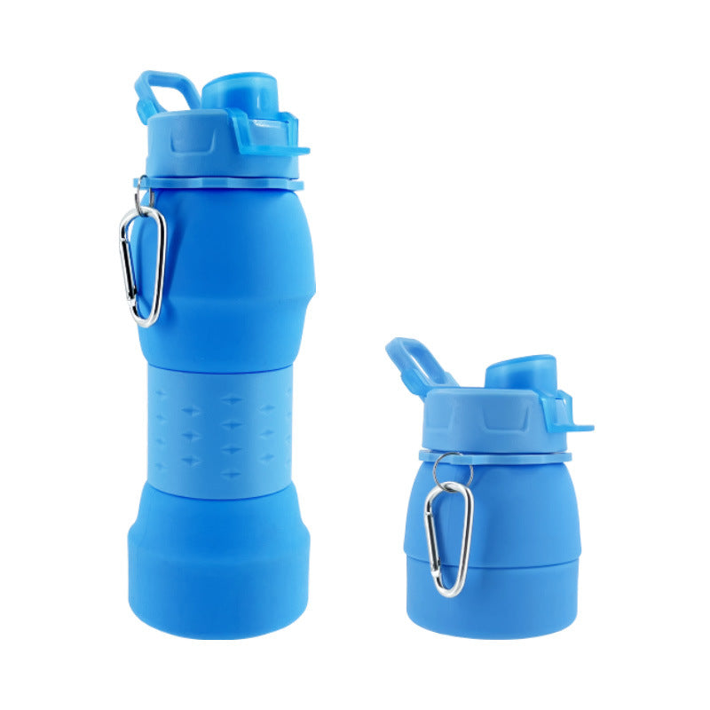 Unisex Silicone Water Bottle with Carabiner Hook and Folding Mechanism Kalsten