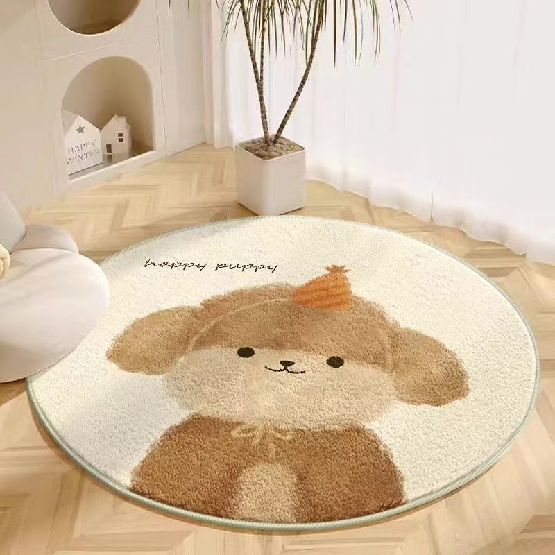 Plush Animal-Themed Round Area Rug