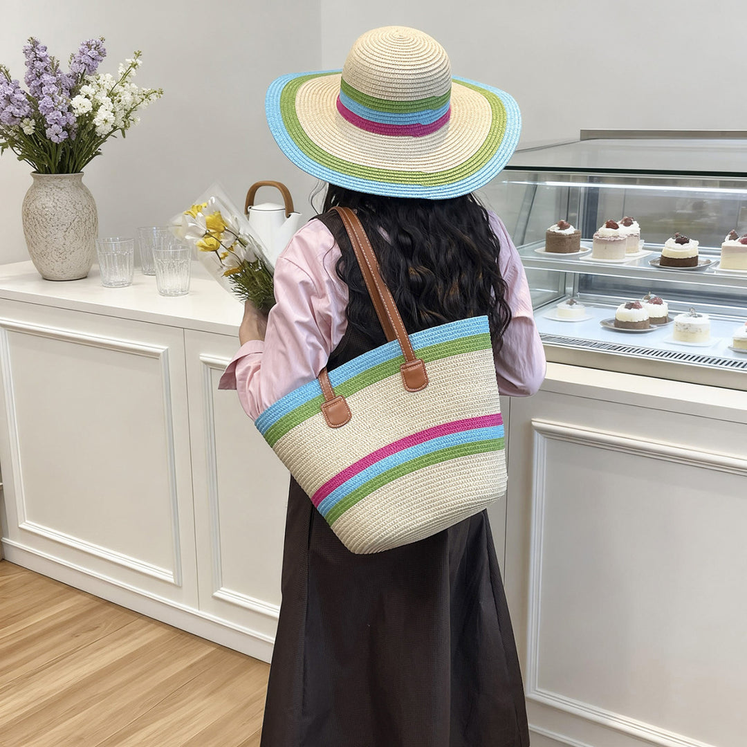 WoColorful Straw Beach Tote Bag Kalsten